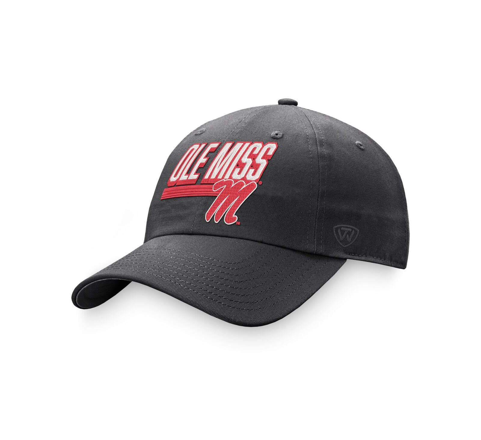 Top of the World Мужская регулируемая кепка Ole Miss Rebels Slice Charcoal