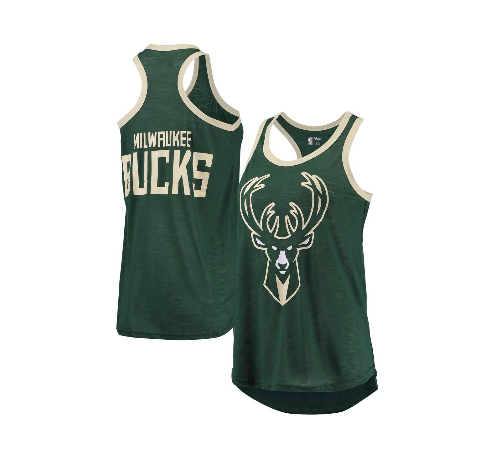 Женский топ G-III Sports by Carl Banks Milwaukee Bucks Showdown Scoop-Neck Racerback Tank Top Hunter Green