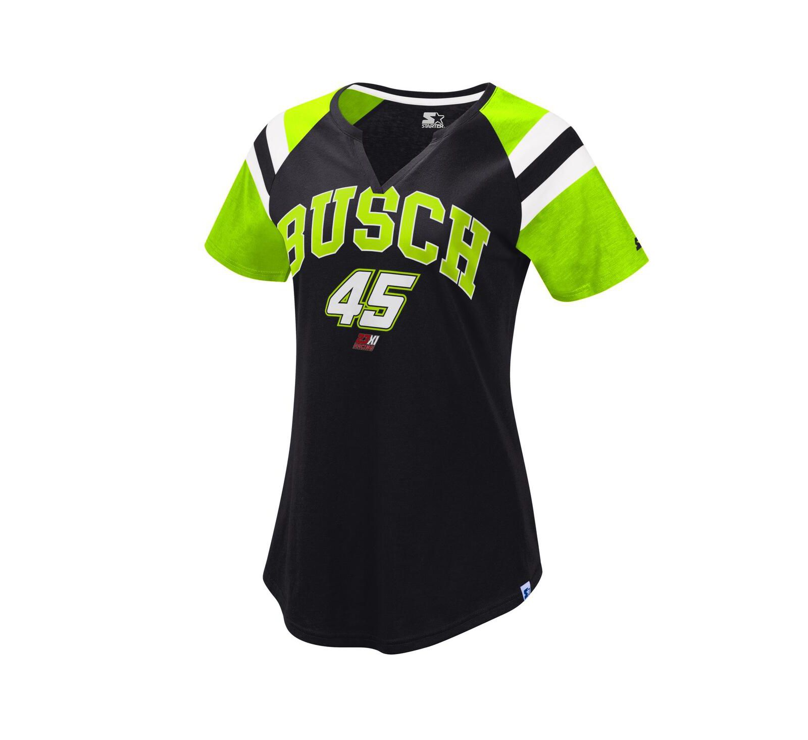 Женская футболка Starter с V-образным вырезом Kurt Busch Black Green