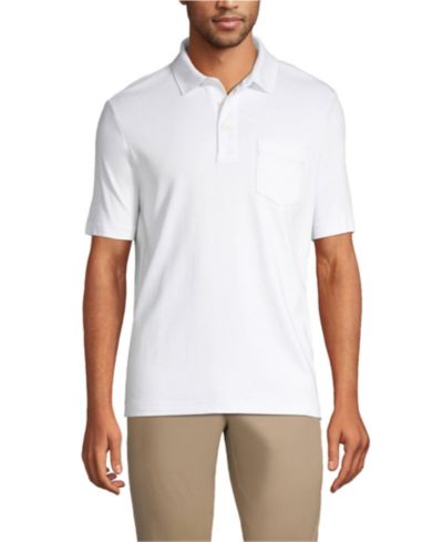 Мужская рубашка Lands' End Short Sleeve Cotton Supima Polo с карманом