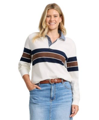 Ivory/navy/brown stripe