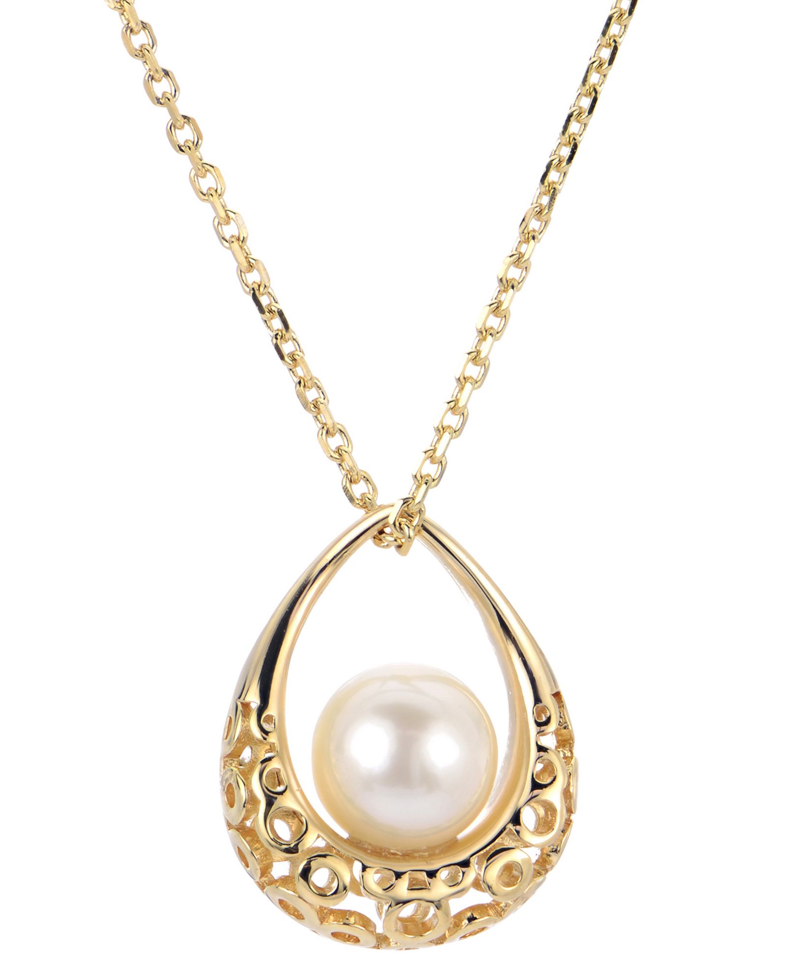Macy's подвеска с натуральным речным жемчугом (7mm) в 14k Gold-Plated стерлинговом серебре, 18"