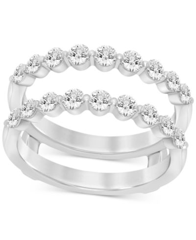 Кольцо-усилитель с двойным рядом бриллиантов (1 ct. t.w.) в белом золоте 14k