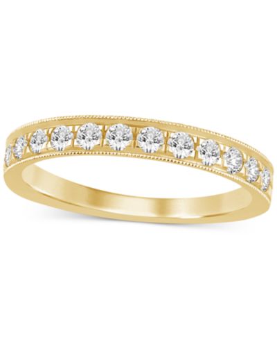 Macy's Кольцо Diamond Milgrain Band (1/2 ct. t.w.) в 14k White or Yellow Gold