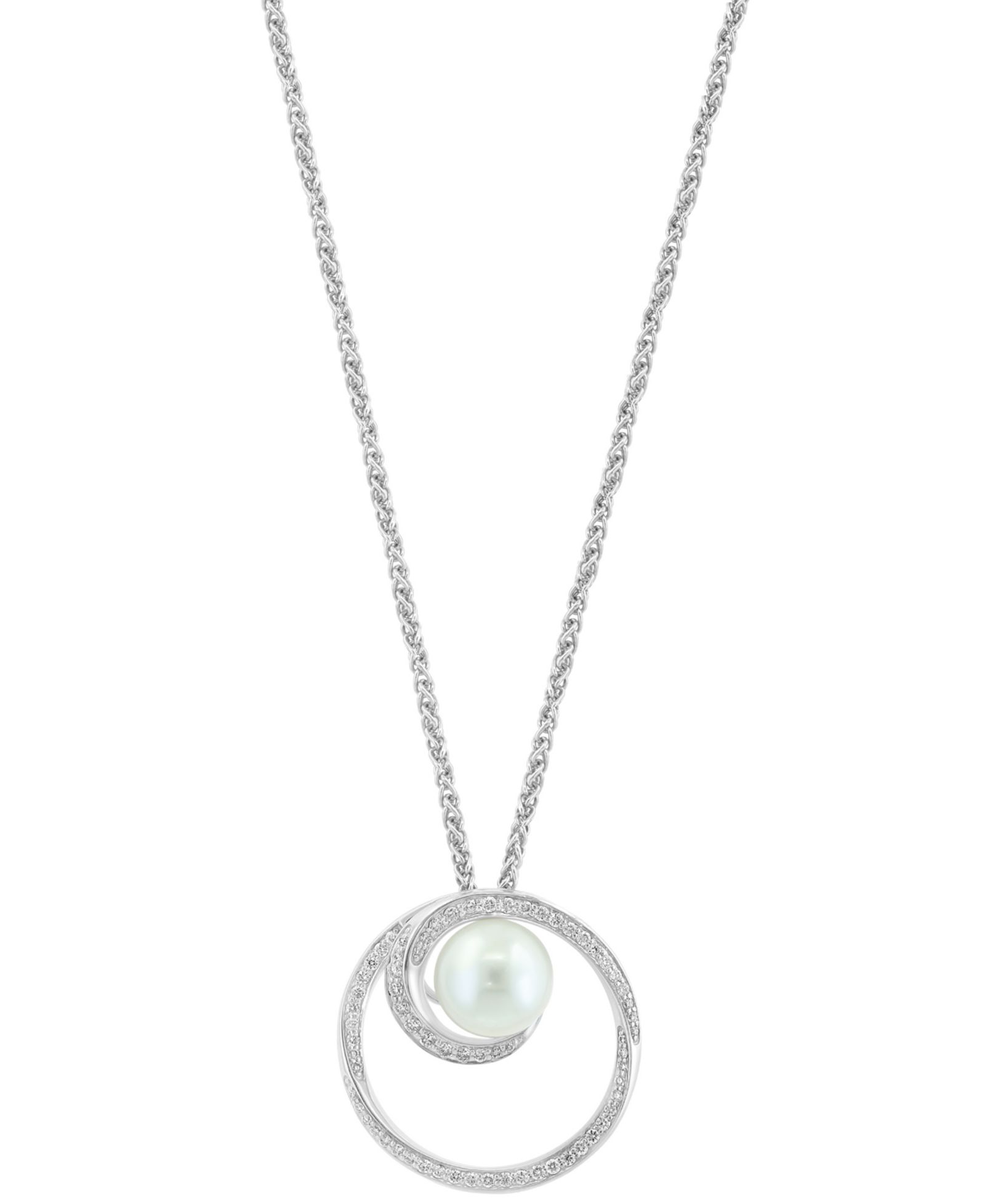 Подвеска-кулон EFFY® Freshwater Pearl & Diamond Swirling Circle 18"
