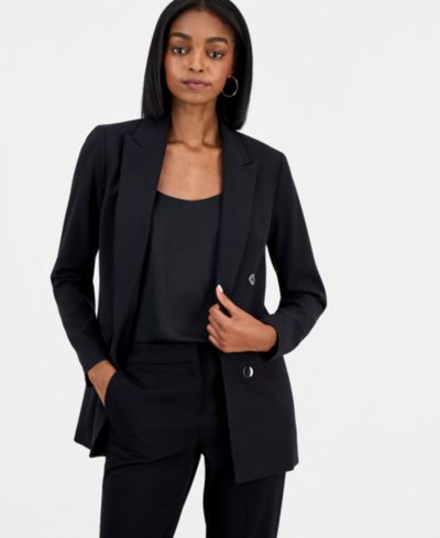 Bar III Women's Bi-Stretch Faux Double-Breasted Boyfriend Blazer, Created for Macy's