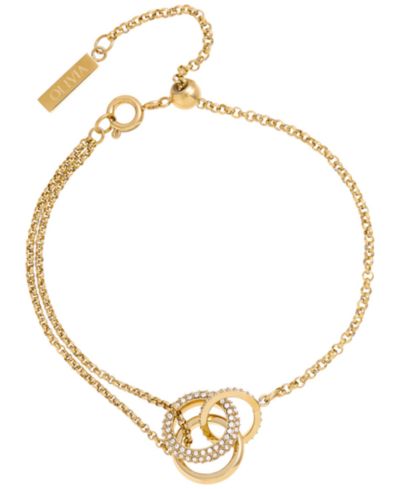 Olivia Burton браслет с кристаллами и звеньями 18K Gold-Plated