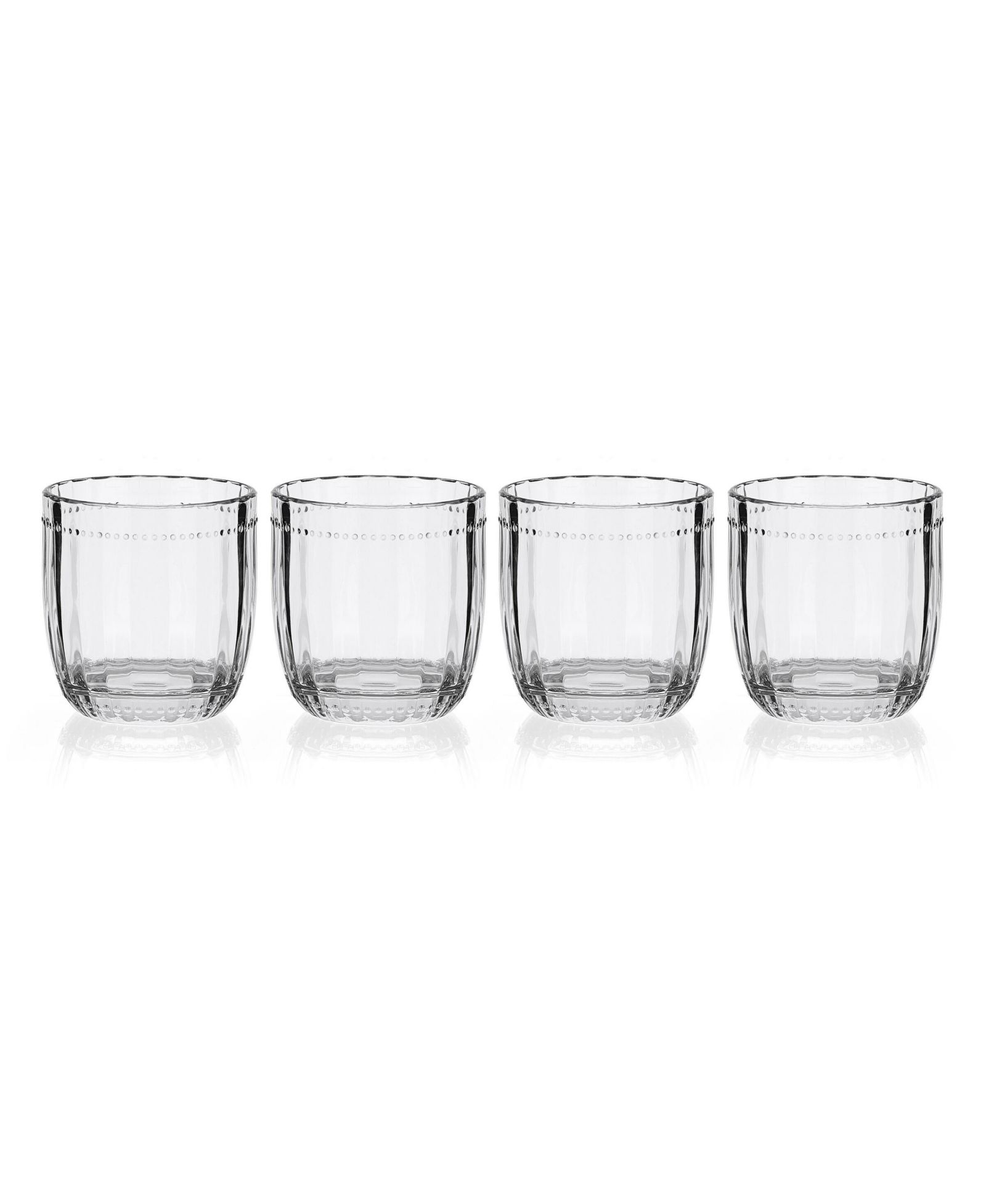 Fitz and Floyd Beaded 10-oz Double Old Fashioned Glasses 4-Piece Set