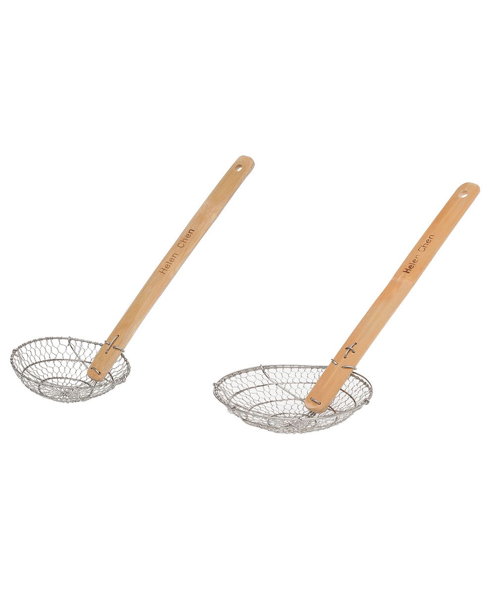 Сито Helen’s Asian Kitchen из нержавеющей стали с бамбуковой ручкой, корзины 7" и 5"
