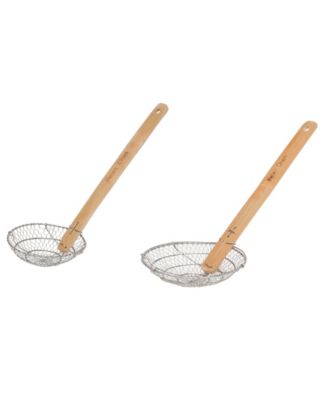Helen’s Asian Kitchen Spider Strainer, Stainless Steel Mesh with Natural Bamboo Handle, 1 each 7" and 5" Baskets