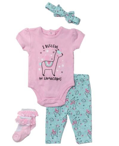 Детский комплект Lily & Jack Baby Girls Lamacorn Bodysuit, Leggings, Socks and Headband, 4 Piece Set