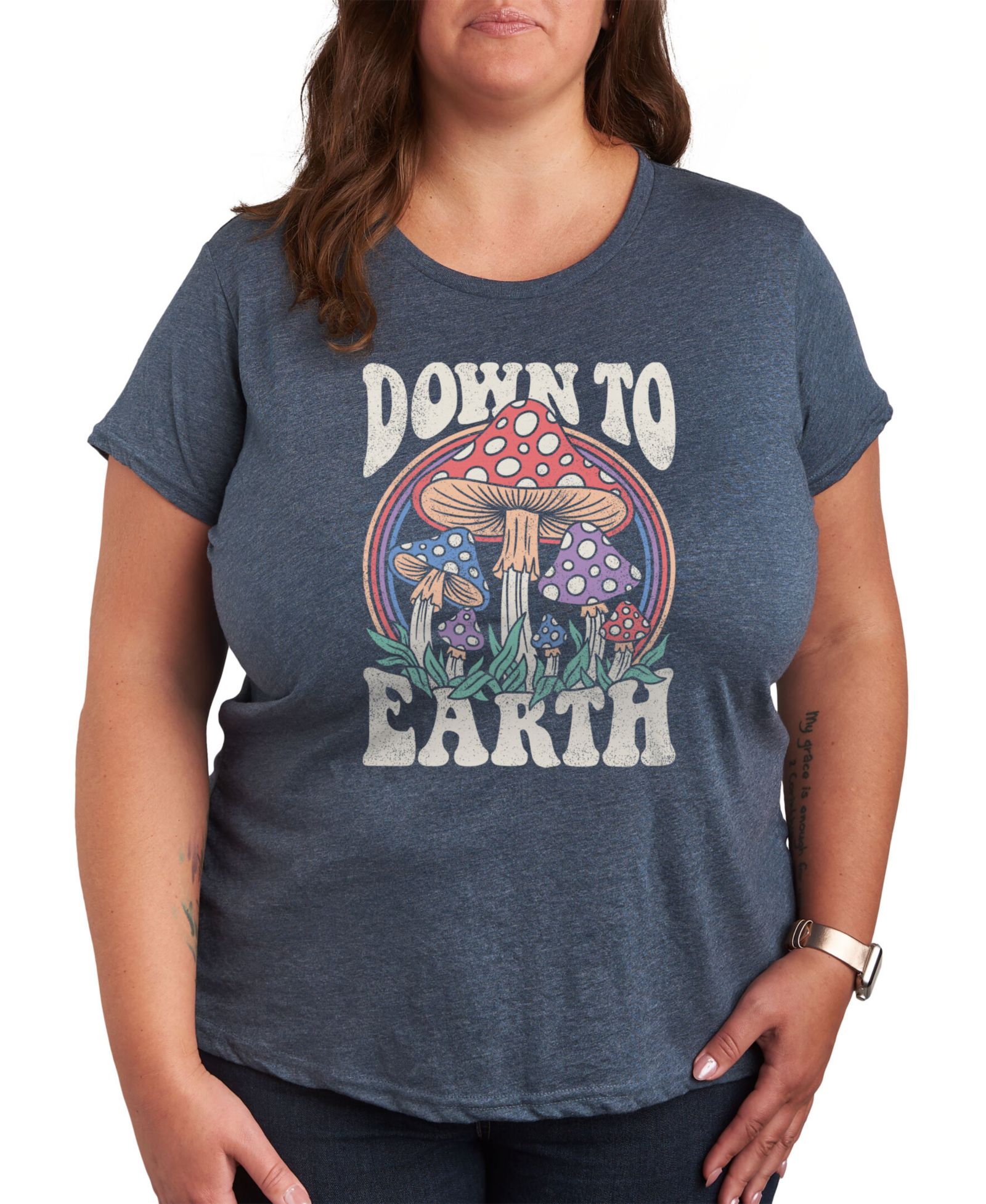 Hybrid Apparel Trendy Plus Size T-shirt с графическим принтом Mushroom