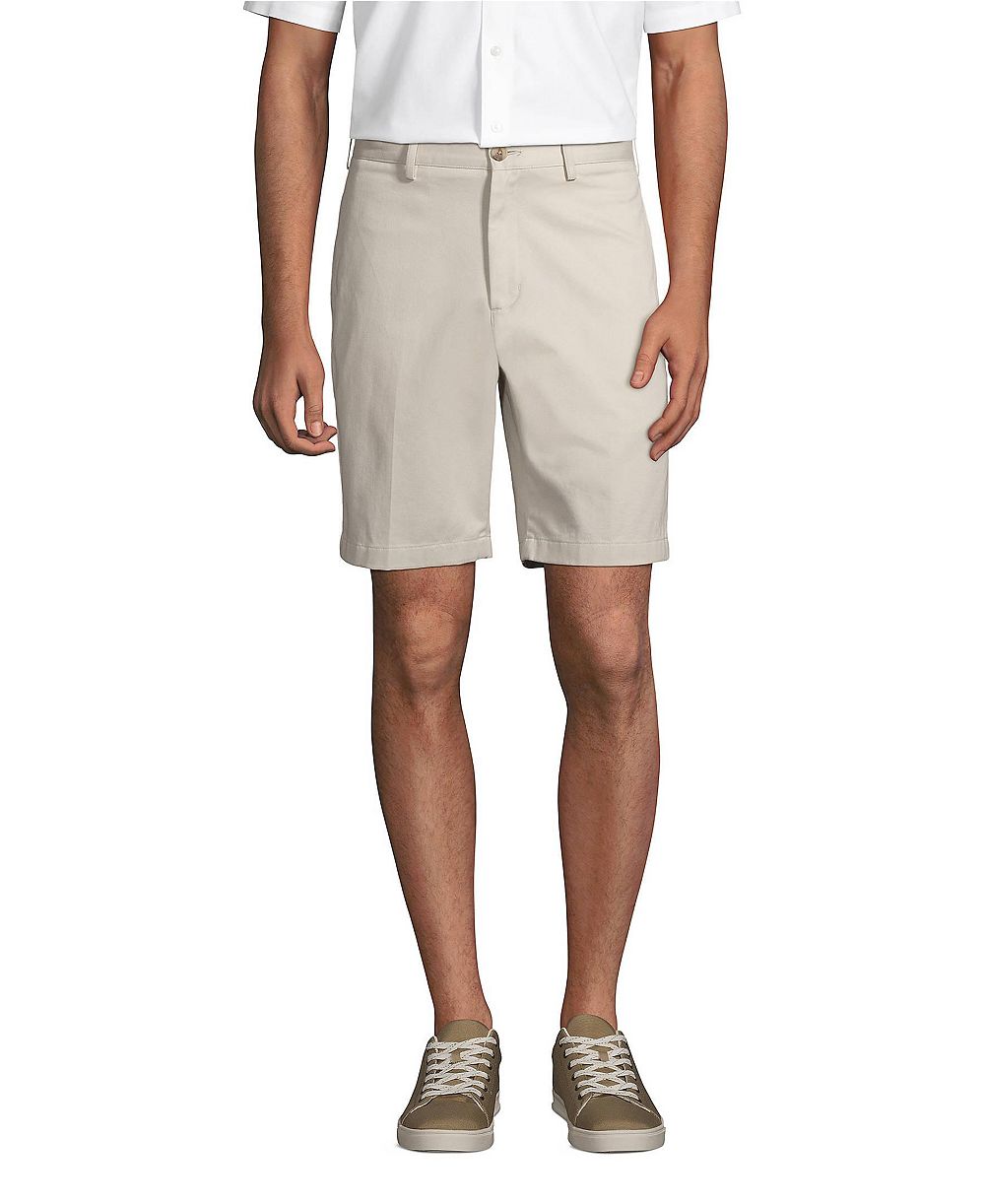 Lands' End Men's No Iron 9" Plain Front Chino Short