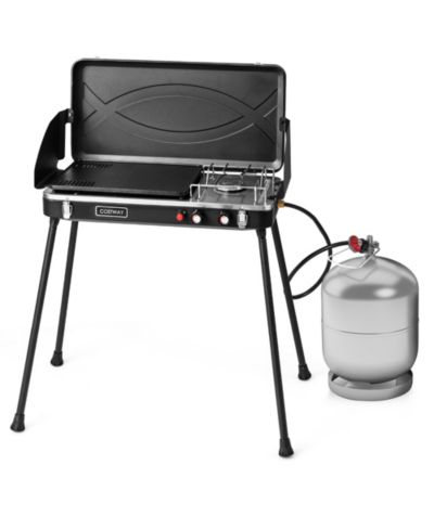 Costway гриль пропан 2 Burner переносная газовая плита 2-in-1