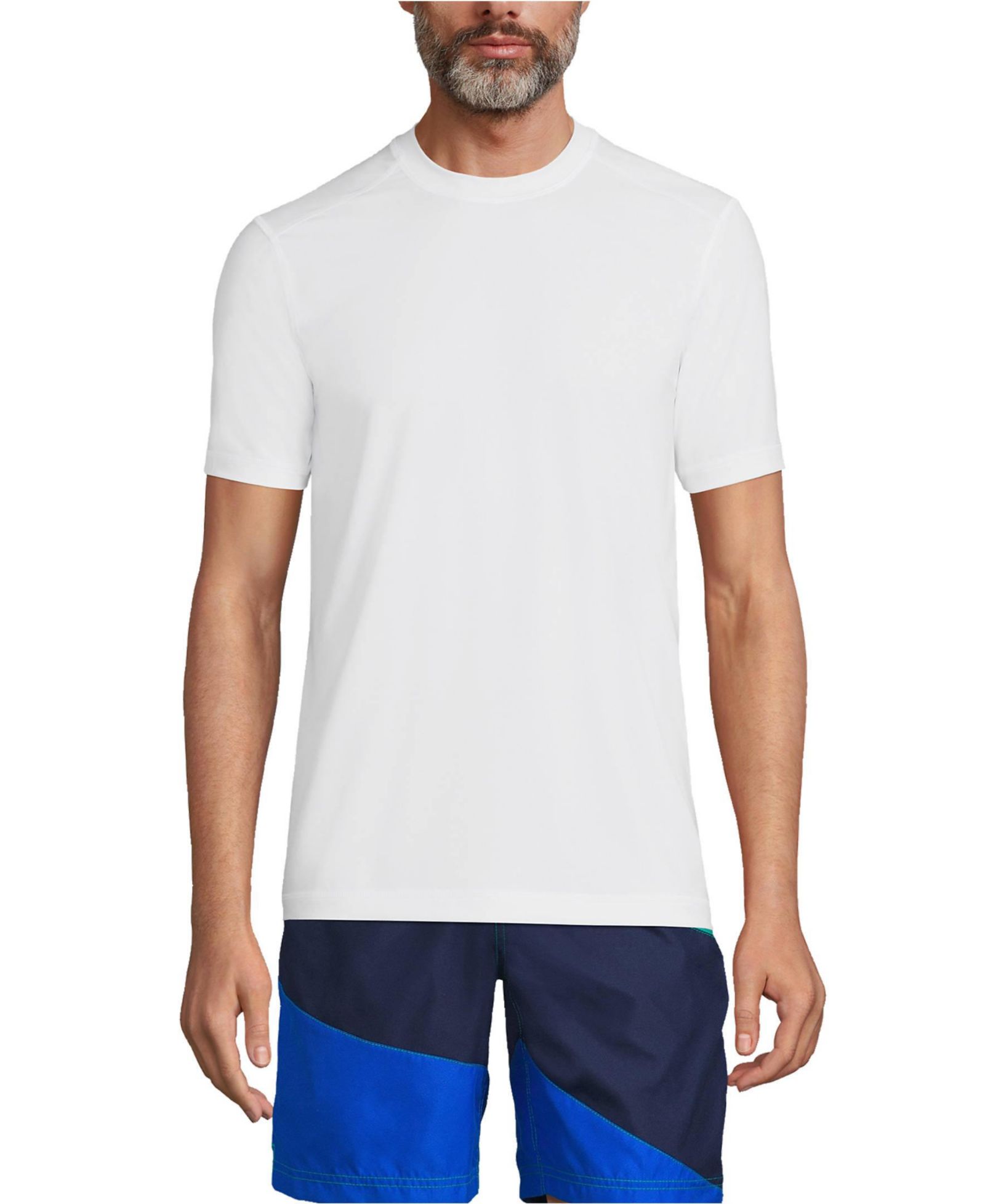 Lands' End Men's SunShade UPF 50 Short Sleeve Swim Tee Rash Guard