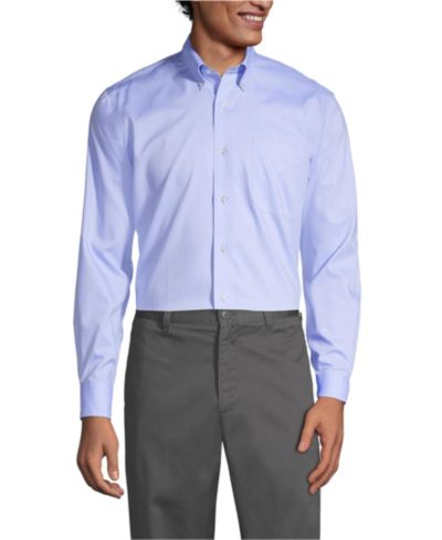 Lands' End Мужская рубашка с длинным рукавом Pinpoint No Iron
