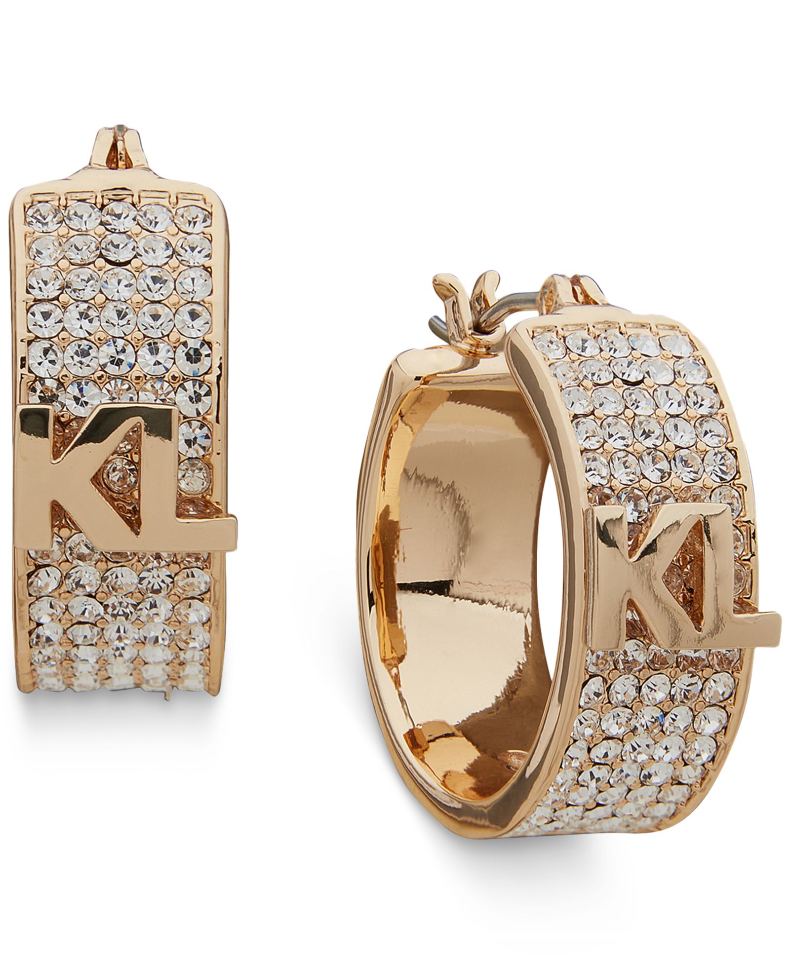 KARL LAGERFELD PARIS Серьги-кольца Gold-Tone Crystal,.63"