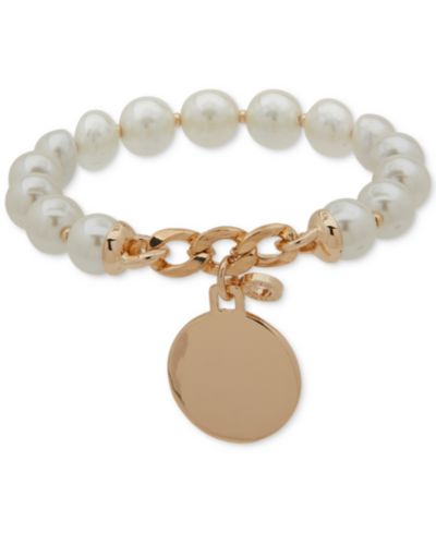 Браслет Anne Klein Gold-Tone Imitation-Pearl Stretch Charm