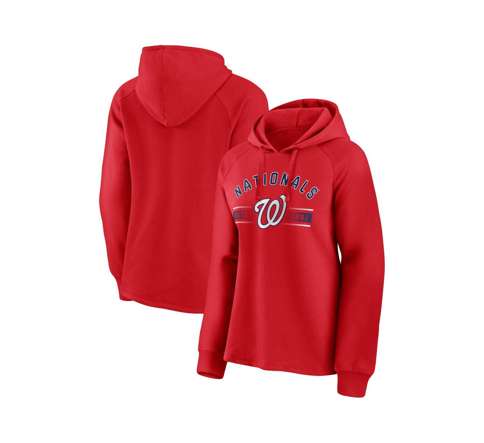 Women's Fanatics Red Washington Nationals Perfect Play Raglan Pullover Hoodie