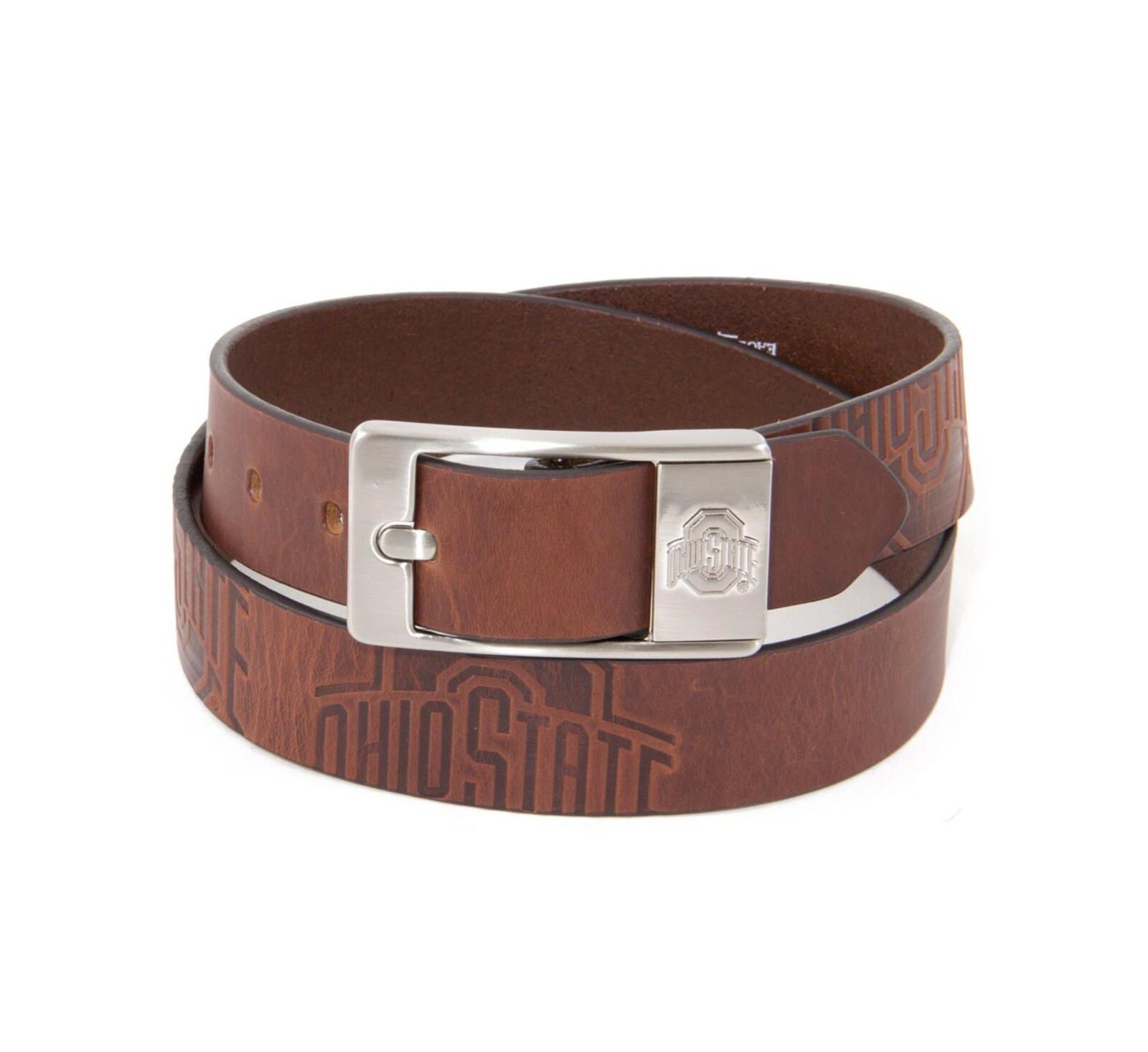 Men's Ohio State Buckeyes Brandish Leather Belt - Brown