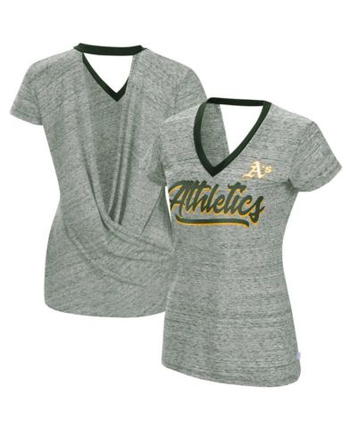 Футболка Touch Women's Oakland Athletics Halftime Back Wrap V-Neck, зеленая