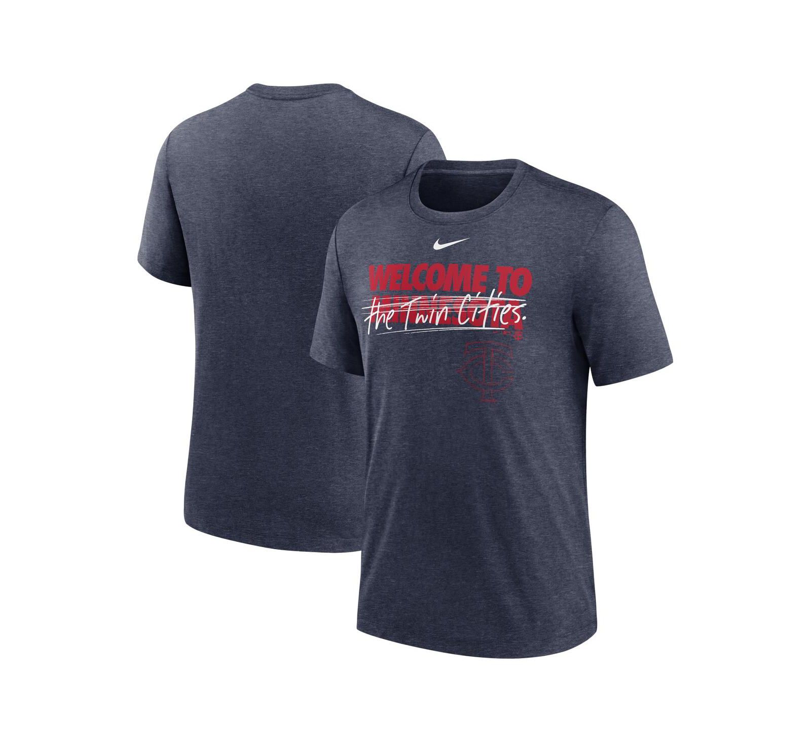 Men's Nike Heather Navy Minnesota Twins Home Spin Tri-Blend T-shirt