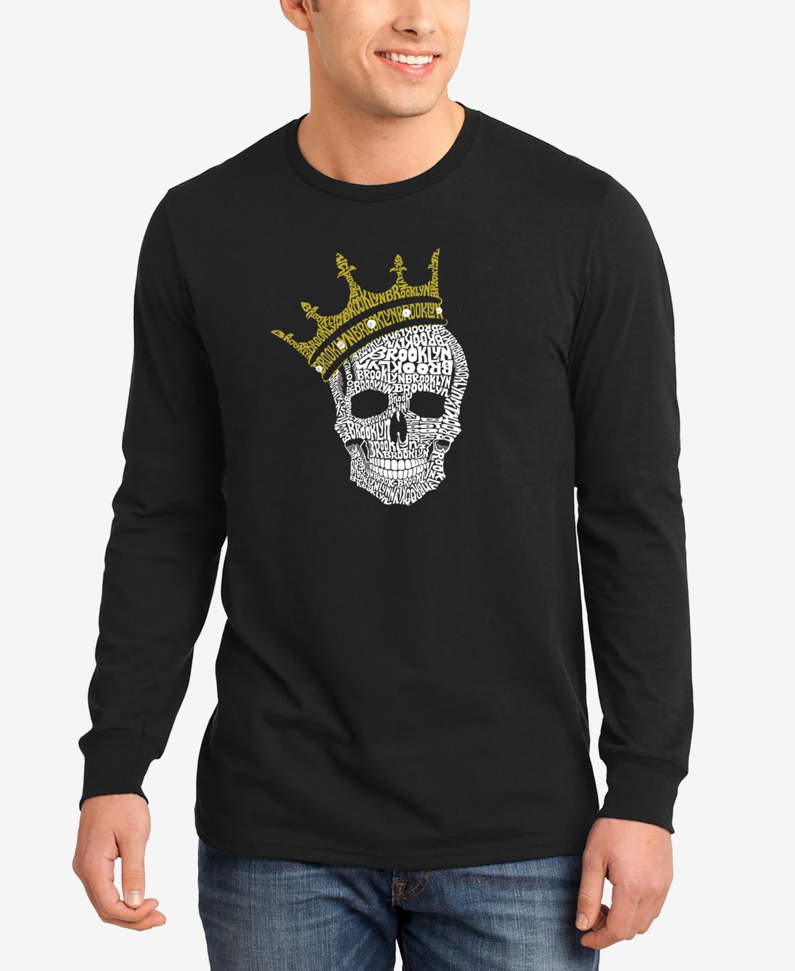 Мужская футболка LA Pop Art Brooklyn Crown Word Art с длинным рукавом