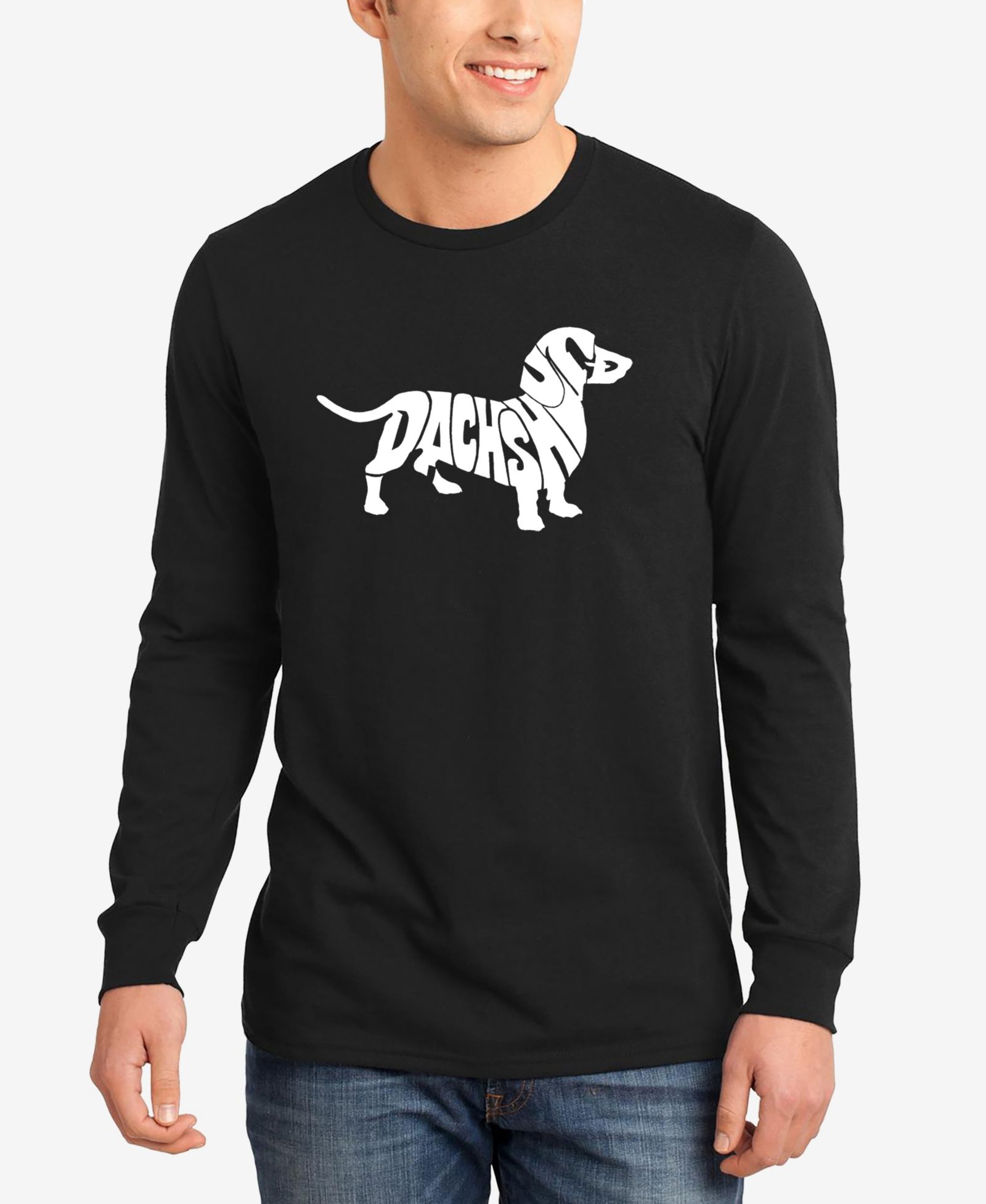 LA Pop Art Мужская футболка с длинным рукавом, принт Dachshund