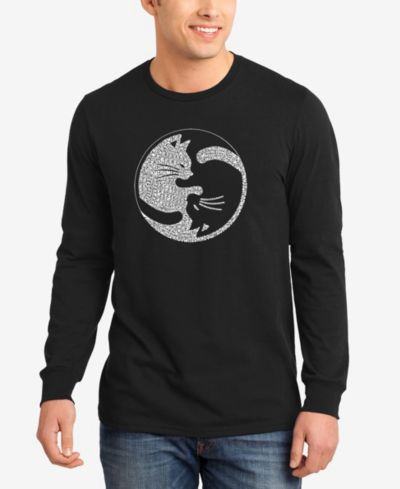 Мужская футболка LA Pop Art Yin Yang Cat Word Art с длинным рукавом