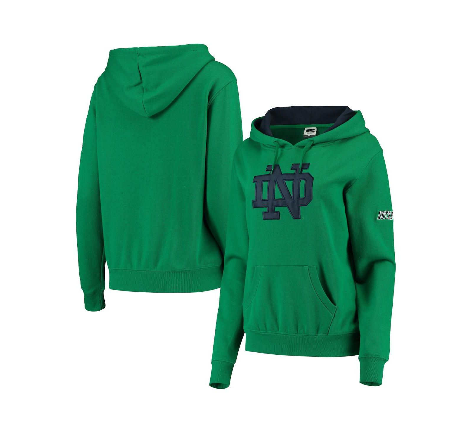 Женское худи Stadium Athletic Kelly Green Notre Dame Fighting Irish с большим логотипом