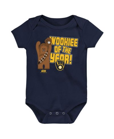 Newborn and Infant Boys and Girls Navy Milwaukee Brewers Star Wars Wookie of the Year Bodysuit