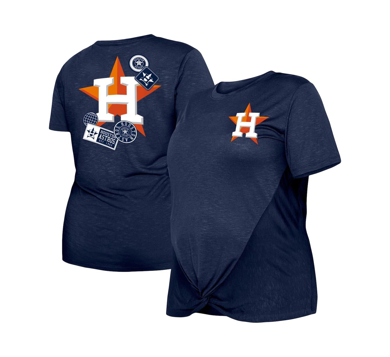 Women's New Era Navy Houston Astros Plus Size Two-Hit Front Knot T-shirt