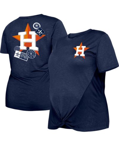 Women's New Era Navy Houston Astros Plus Size Two-Hit Front Knot T-shirt