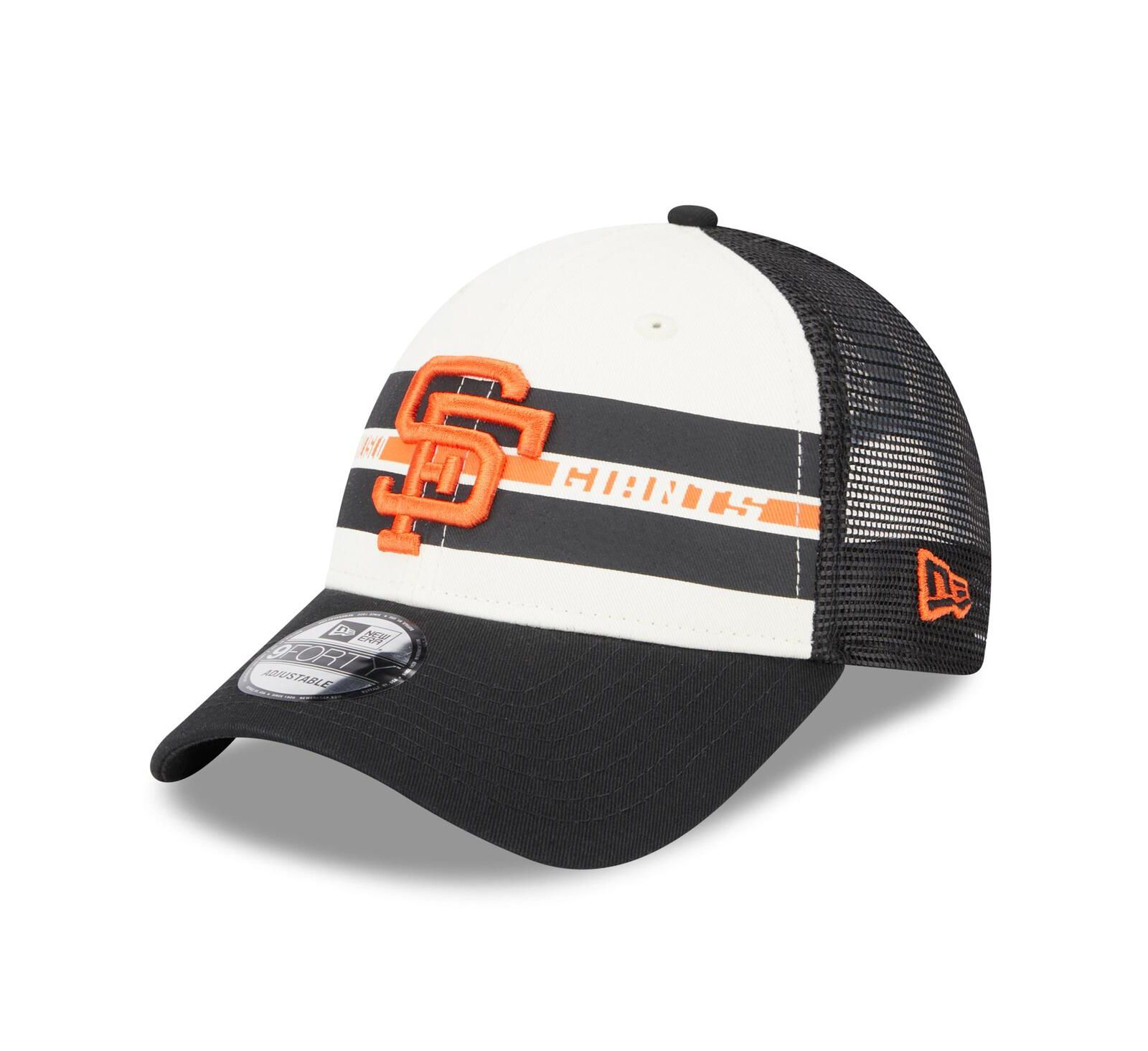 Мужская кепка New Era White Black San Francisco Giants Team Stripe Trucker 9FORTY Snapback
