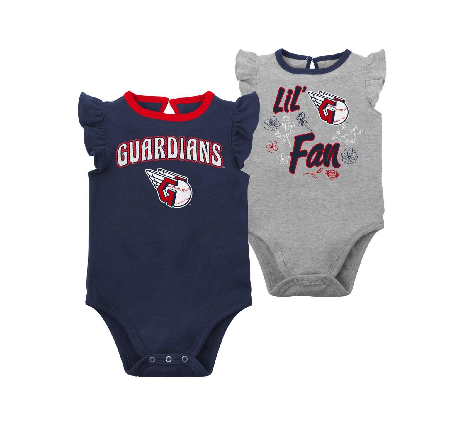 Комплект из 2 боди для младенцев Cleveland Guardians Navy/Heather Gray