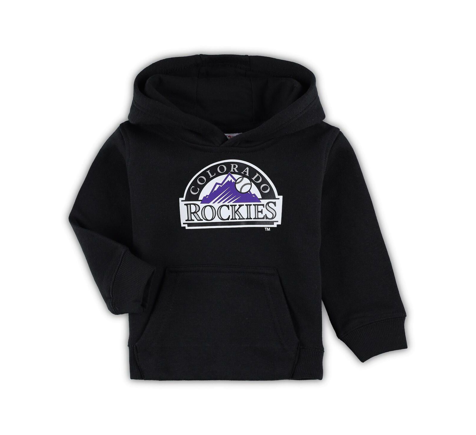 Toddler Boys and Girls Black Colorado Rockies Team Primary Logo Fleece Pullover Hoodie