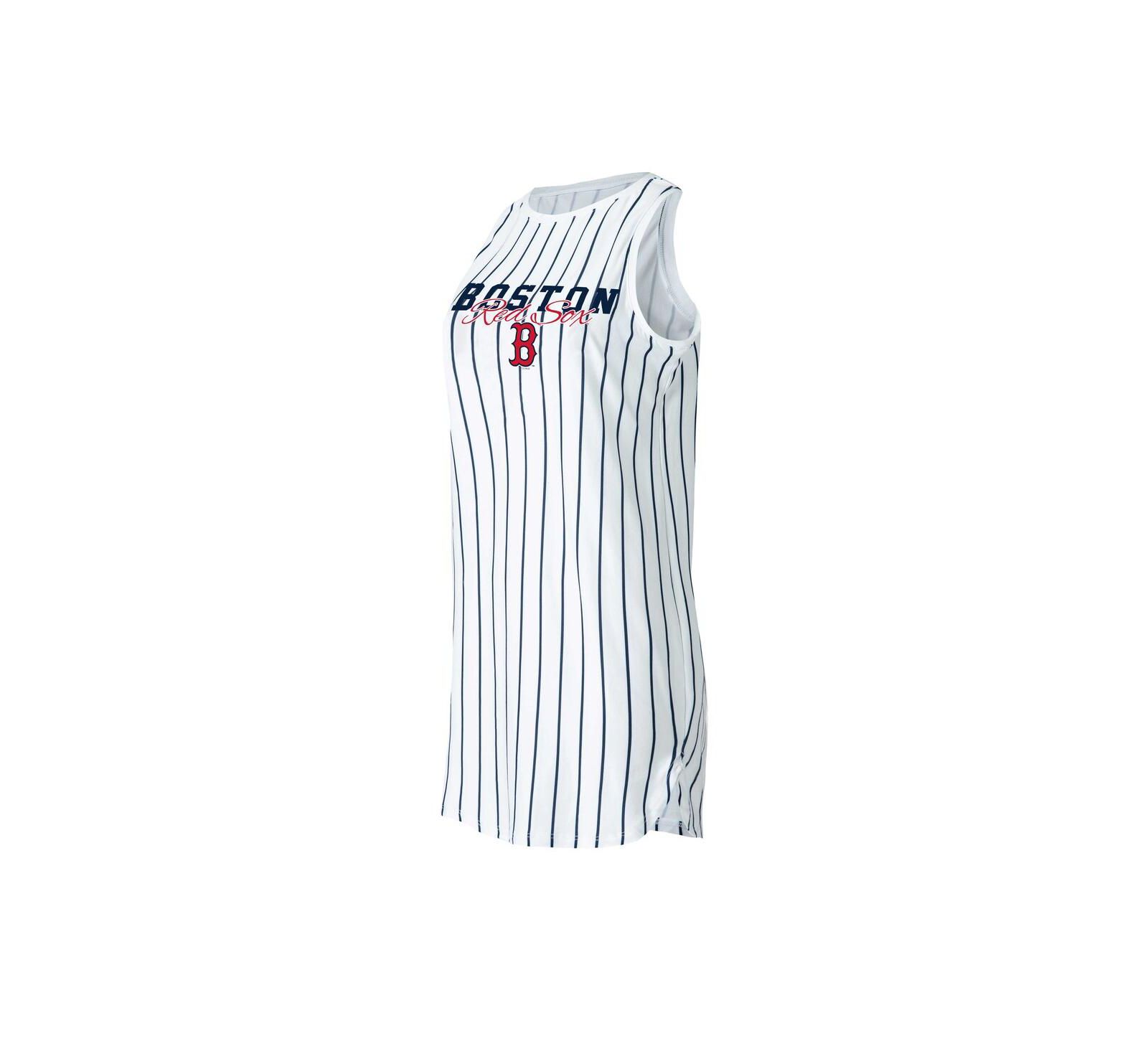 Concepts Sport Женская трикотажная ночная рубашка White Boston Red Sox Reel Pinstripe без рукавов