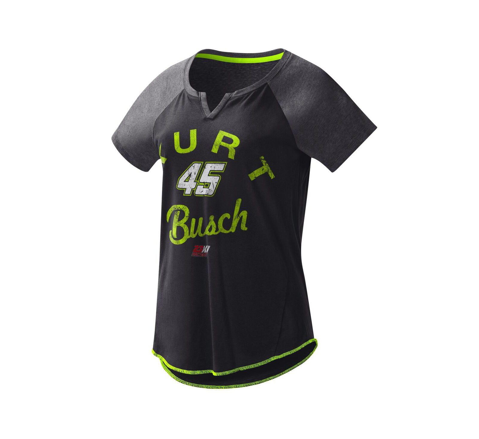 Женская футболка G-III 4Her by Carl Banks Kurt Busch Grand Slam Tri-Blend, черная с V-образным вырезом