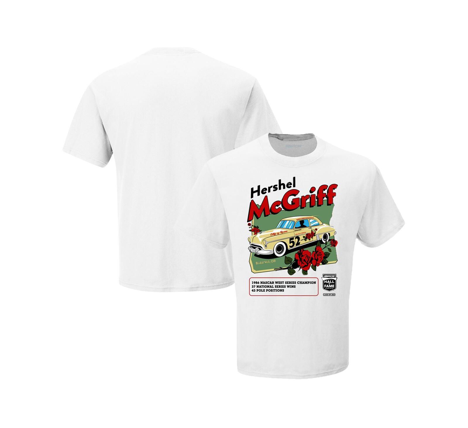 Checkered Flag Sports Мужская футболка NASCAR Hall of Fame Class of 2023, Hershel McGriff, белая в клетку