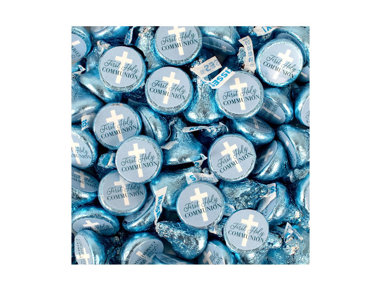 Just Candy Boy First Holy Communion Candy Hershey's Kisses Milk Chocolate, 90 Pieces