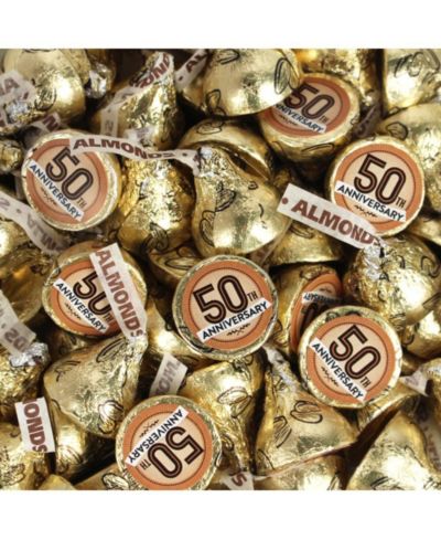 100 Pcs 50th Anniversary Gold Candy Hershey's Kisses Milk Chocolate (1lb, Approx. 100 Pcs)