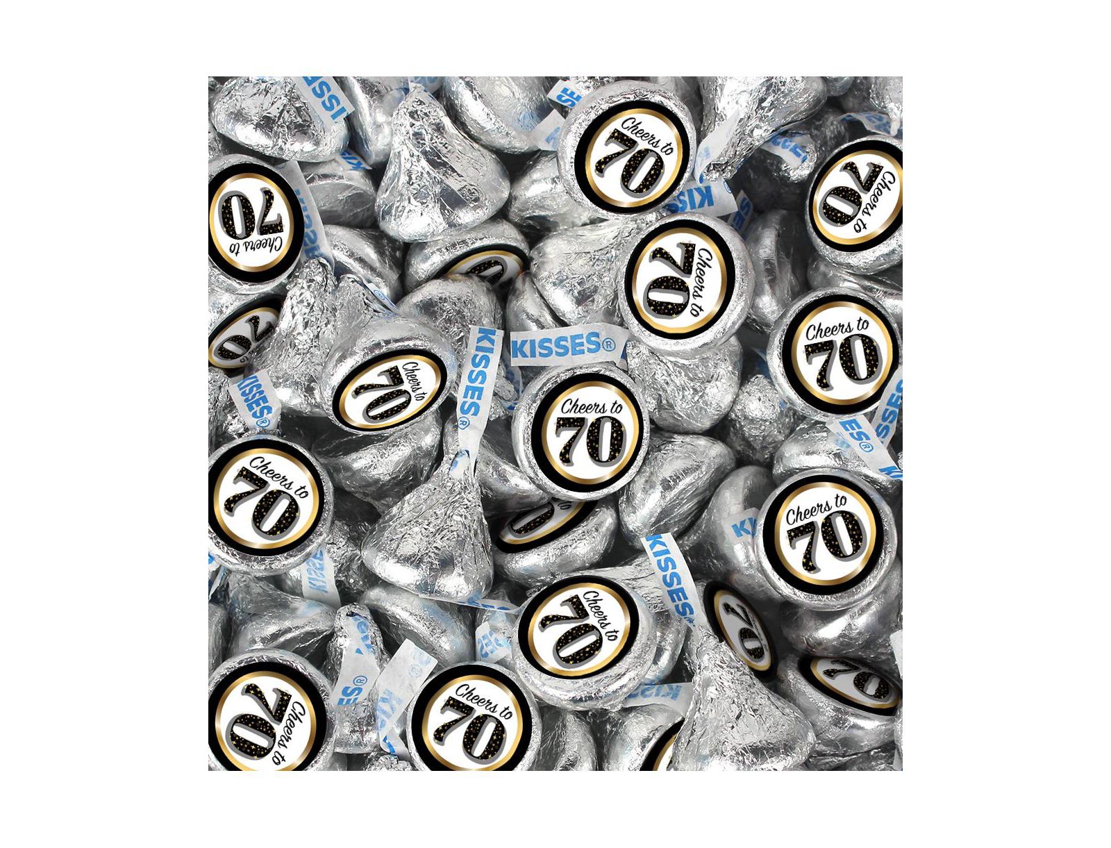 Just Candy 70th Birthday Candy Hershey's Kisses Milk Chocolate, 90 Pieces