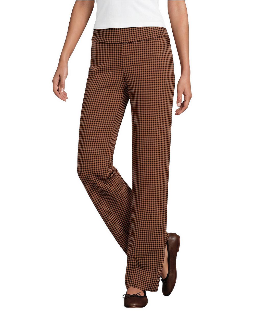 Lands' End Женские брюки Starfish Mid Rise Straight Leg Elastic Waist Pull On
