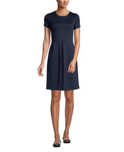 Lands' End Women's Short Sleeve Ponte Dress Top of Knee
