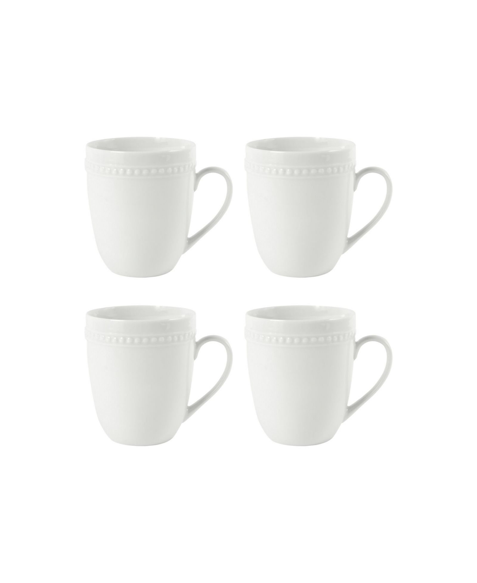 Fitz and Floyd Everyday Whiteware Beaded Mug 4 Piece Set