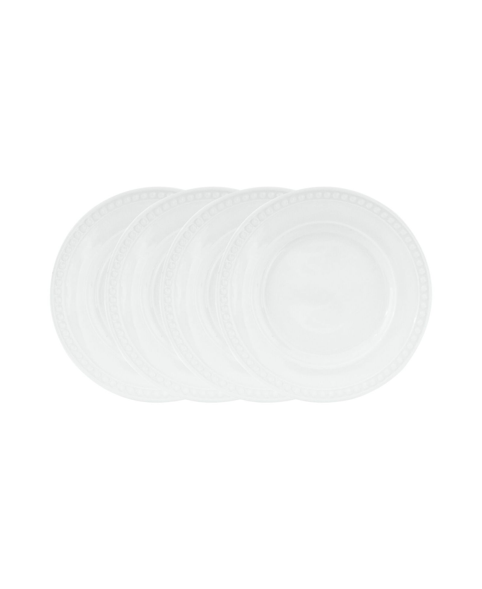 Fitz and Floyd Everyday Whiteware Beaded Salad Plate 4 Piece Set