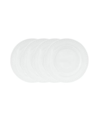 Fitz and Floyd Everyday Whiteware Beaded Salad Plate 4 Piece Set
