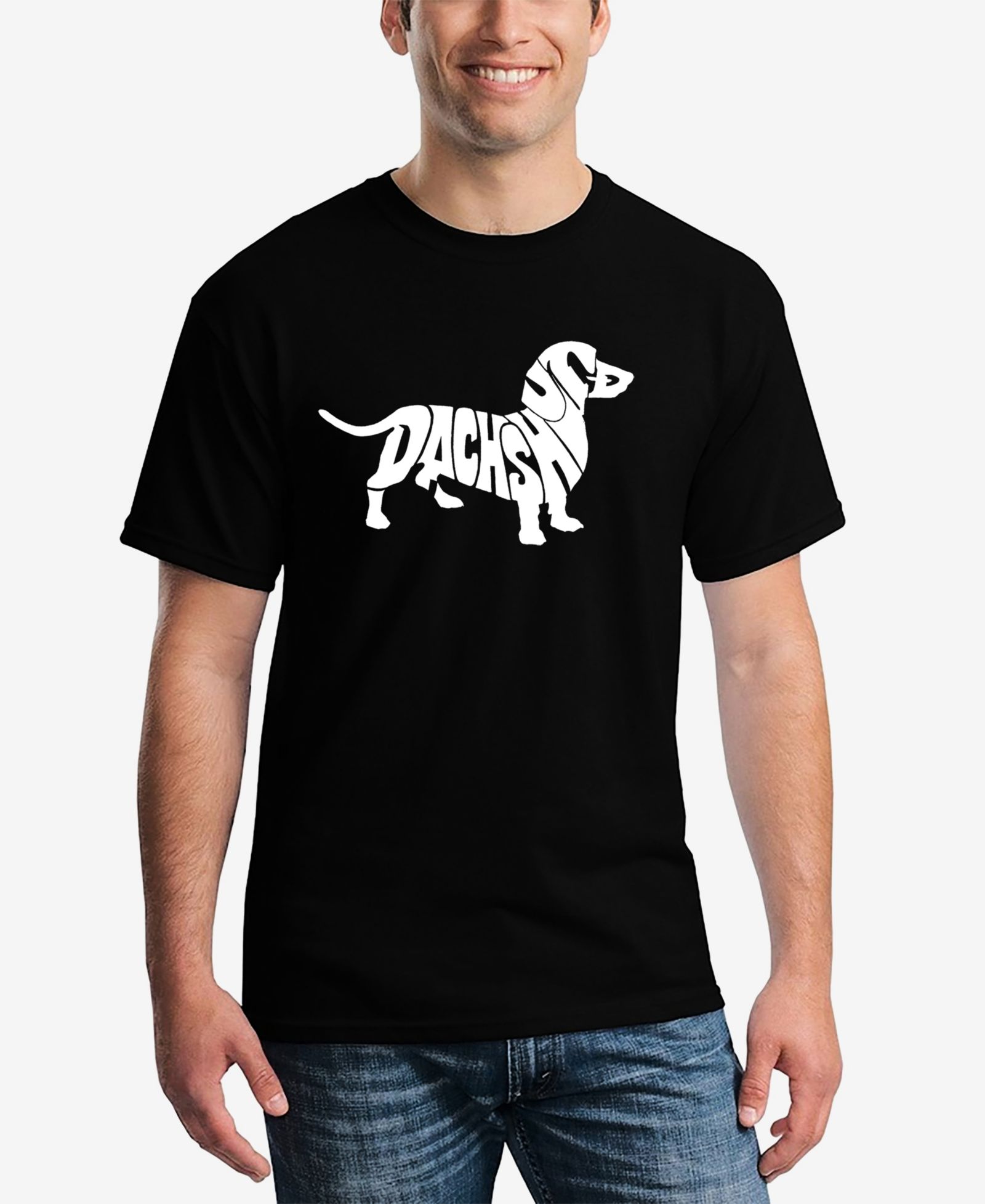 Футболка LA Pop Art Men's Word Art Dachshund с коротким рукавом