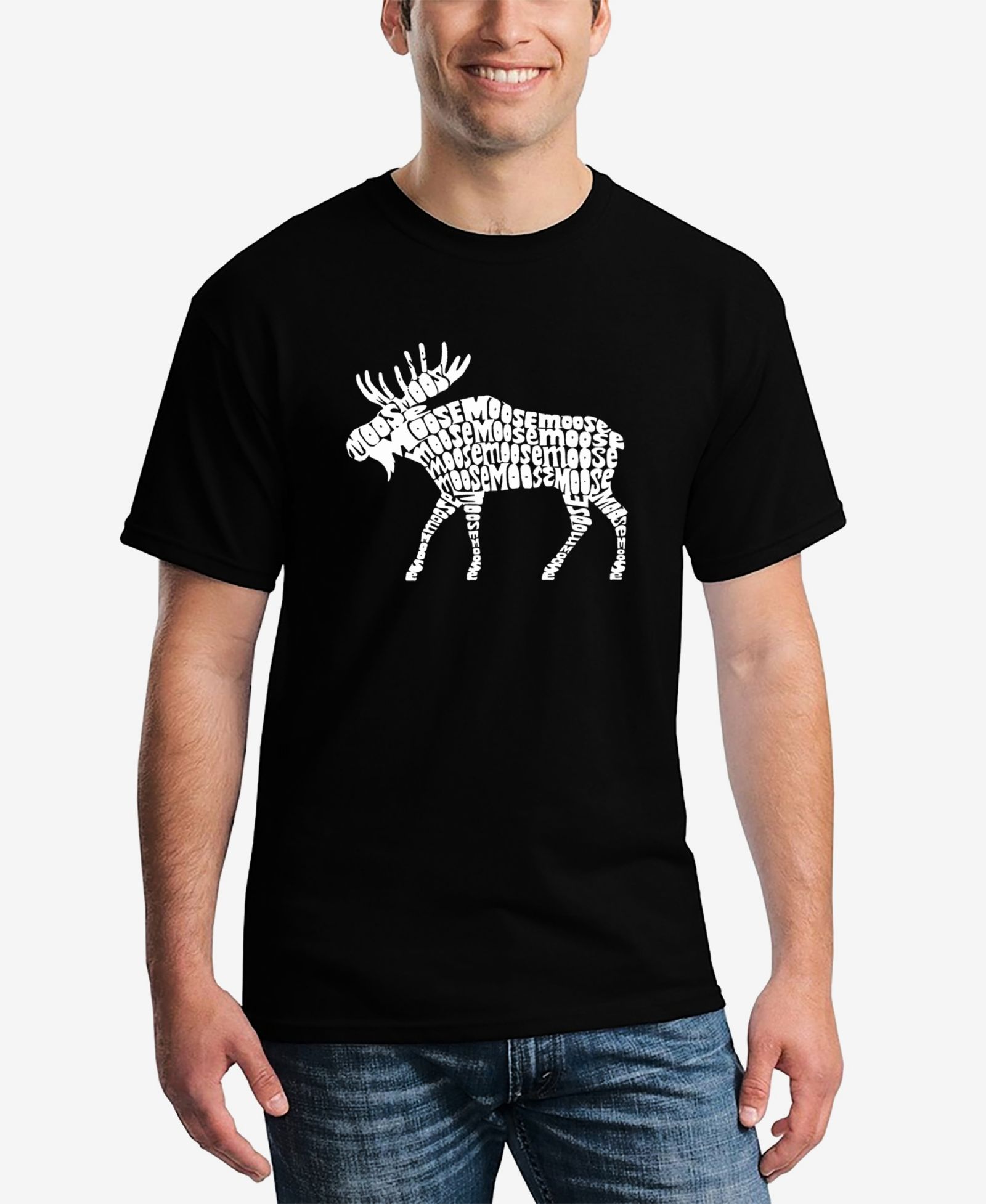 LA Pop Art Men's Word Art Moose Short Sleeve T-shirt