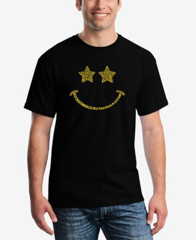 LA Pop Art Men's Word Art Rockstar Smiley Short Sleeve T-shirt